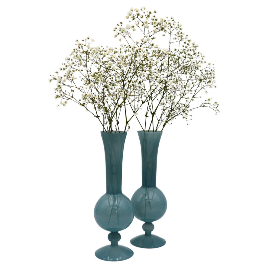 Frosted Blue Haze Vases — Pair