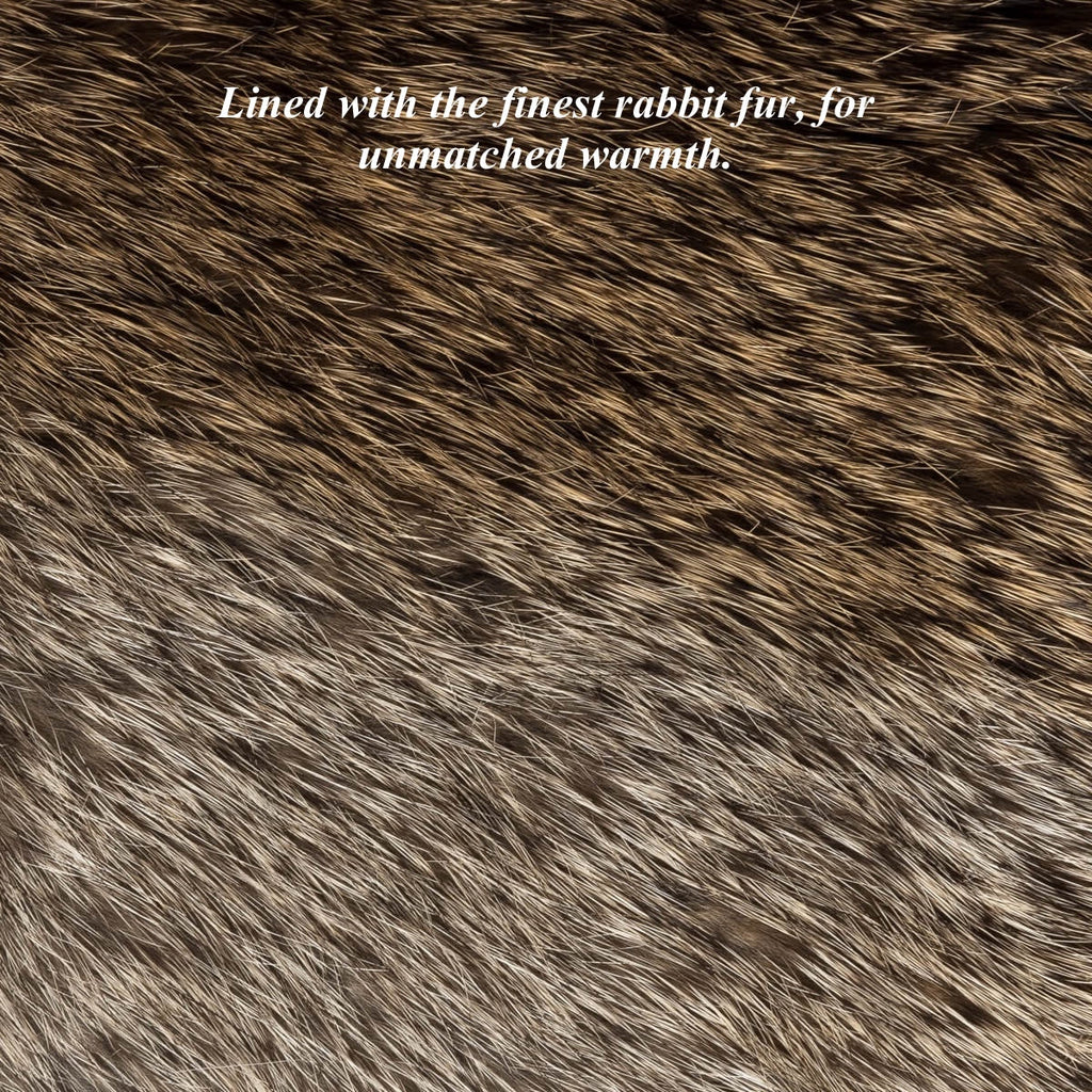 Ezra (brown) - Lambskin leather gloves with warm rabbit fur lining and touchscreen feature