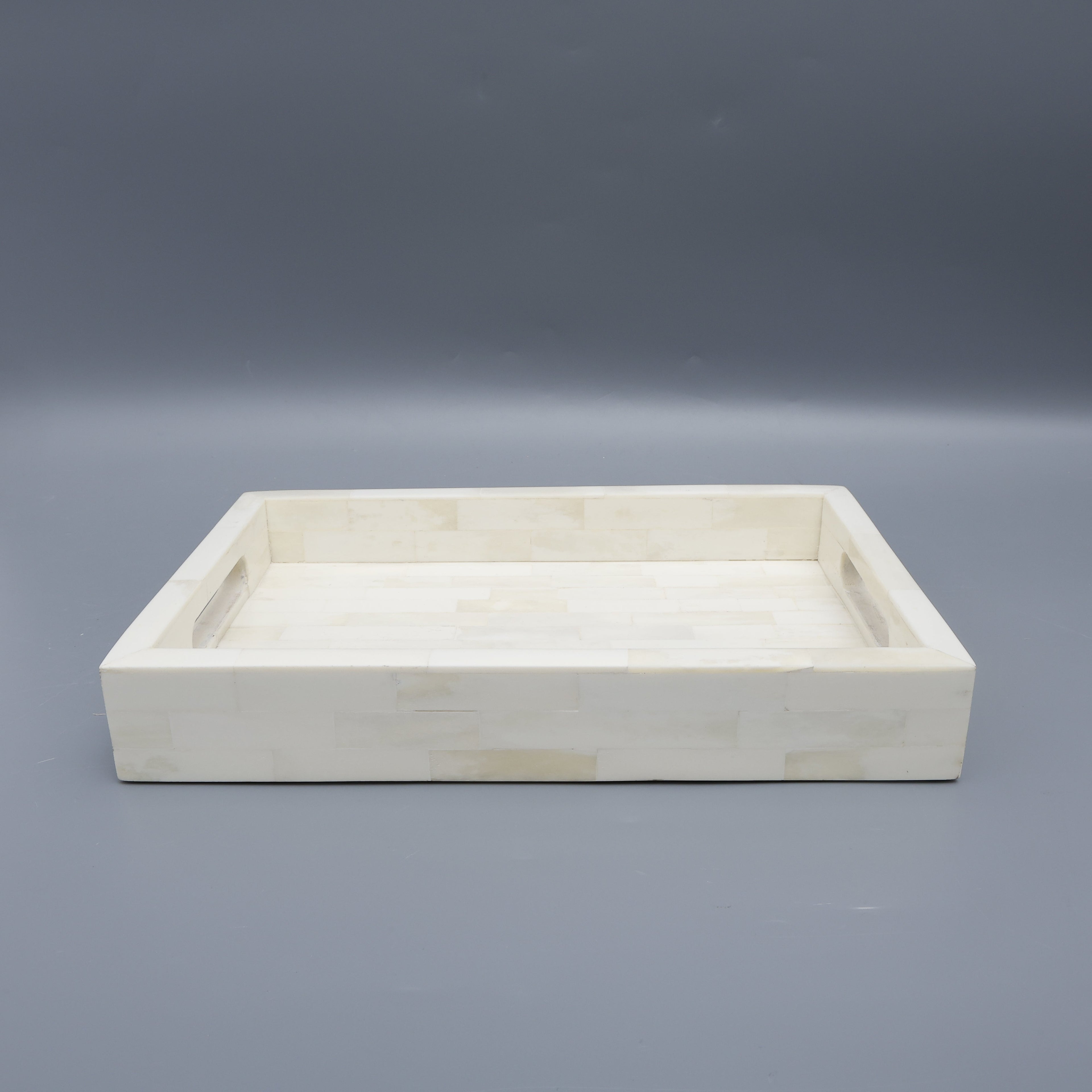 White Bone Inlay Decorative Tray Table Ottoman 11x17 12x12