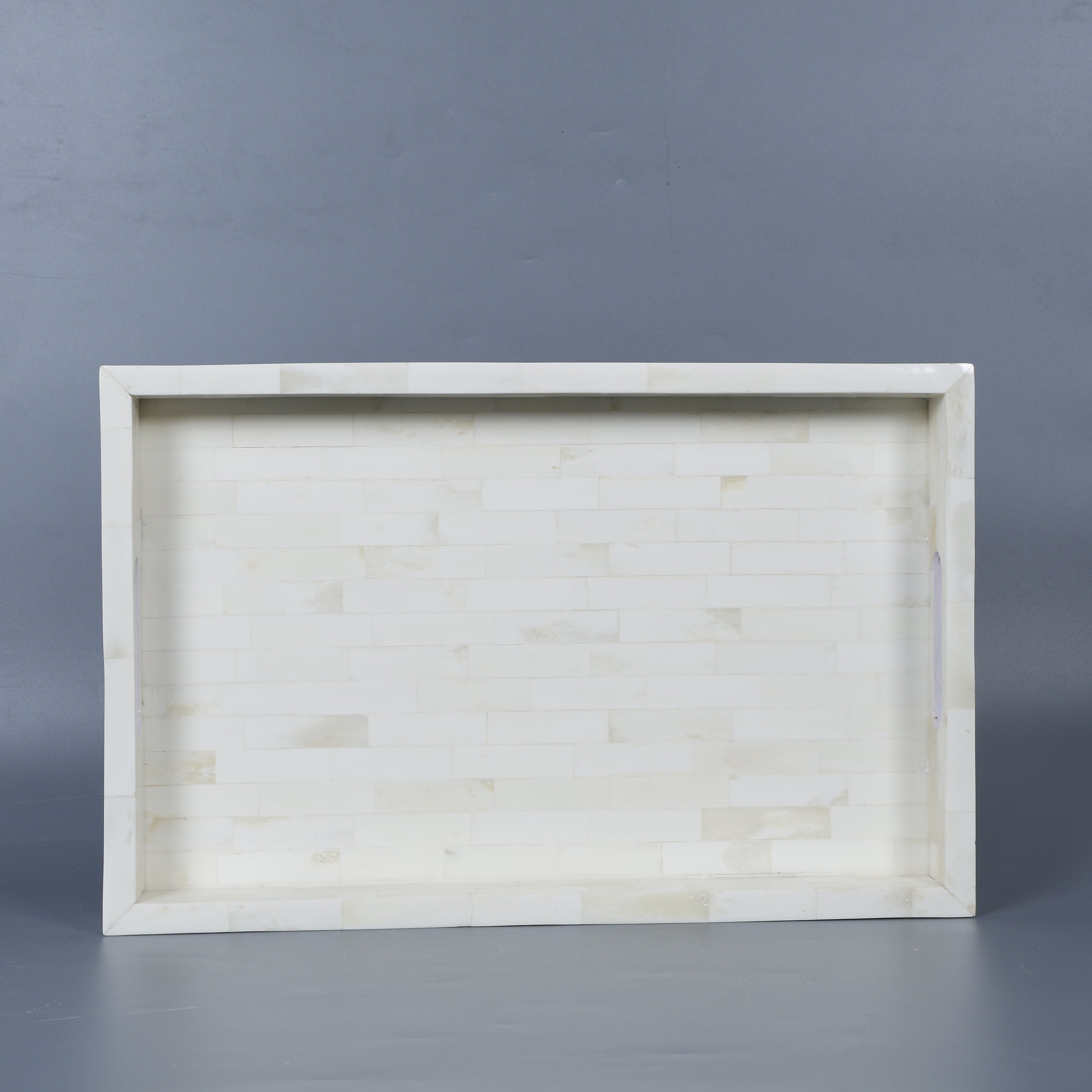 White Bone Inlay Decorative Tray Table Ottoman 11x17 12x12