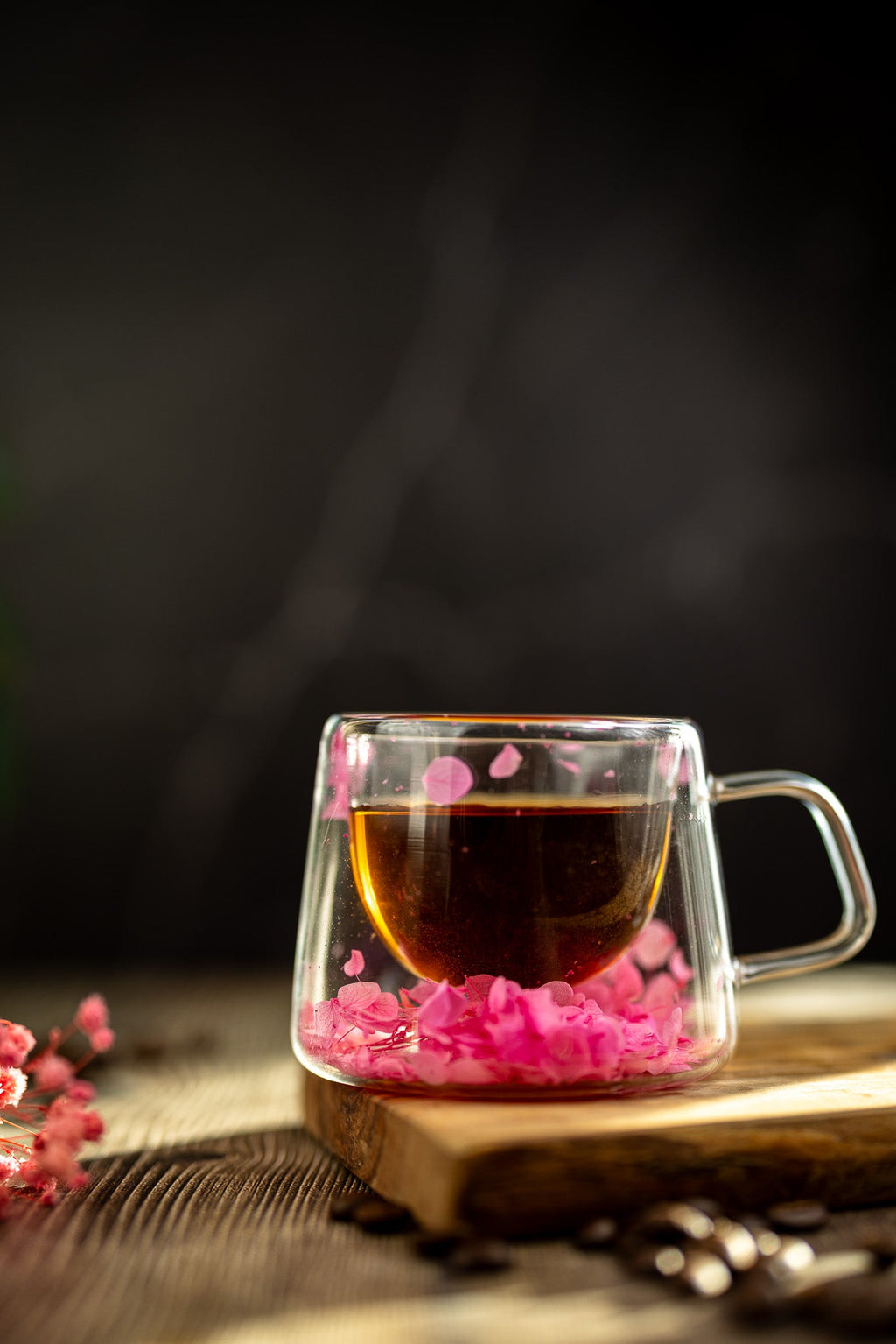 Handcrafted Floral Double-Wall Glass Mug