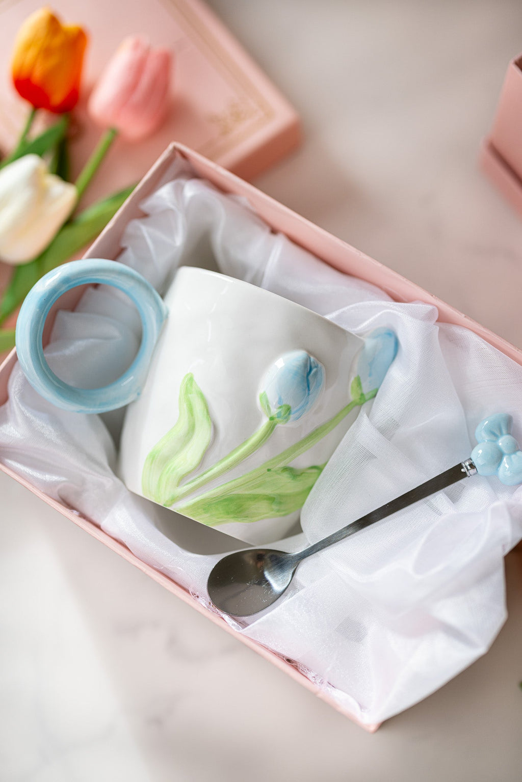 3D Tulip Ceramic Mug & Spoon Gift Set