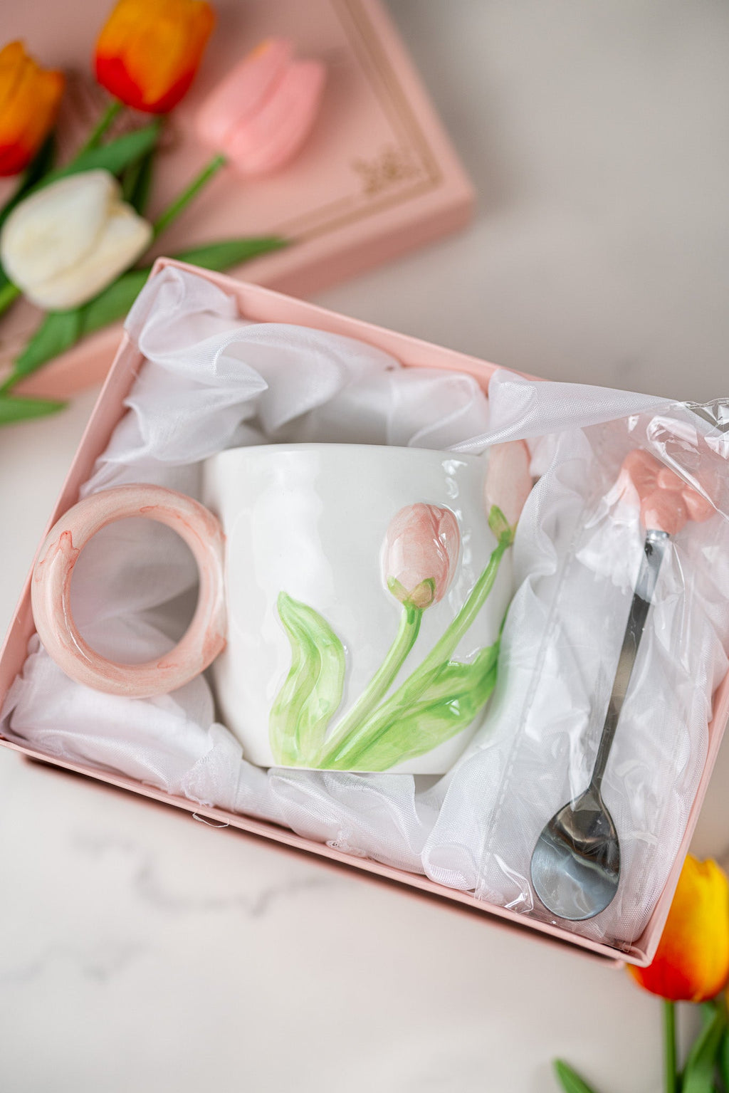 3D Tulip Ceramic Mug & Spoon Gift Set
