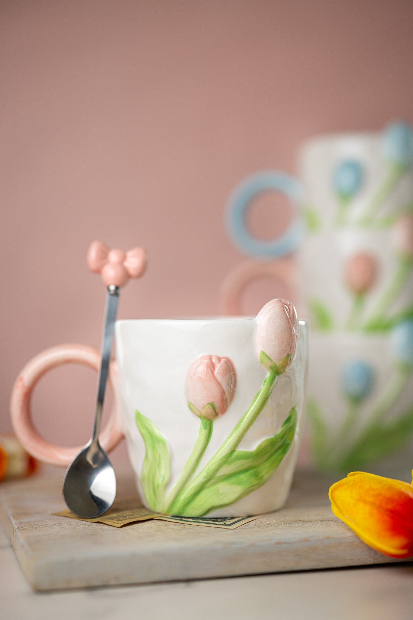 3D Tulip Ceramic Mug & Spoon Gift Set