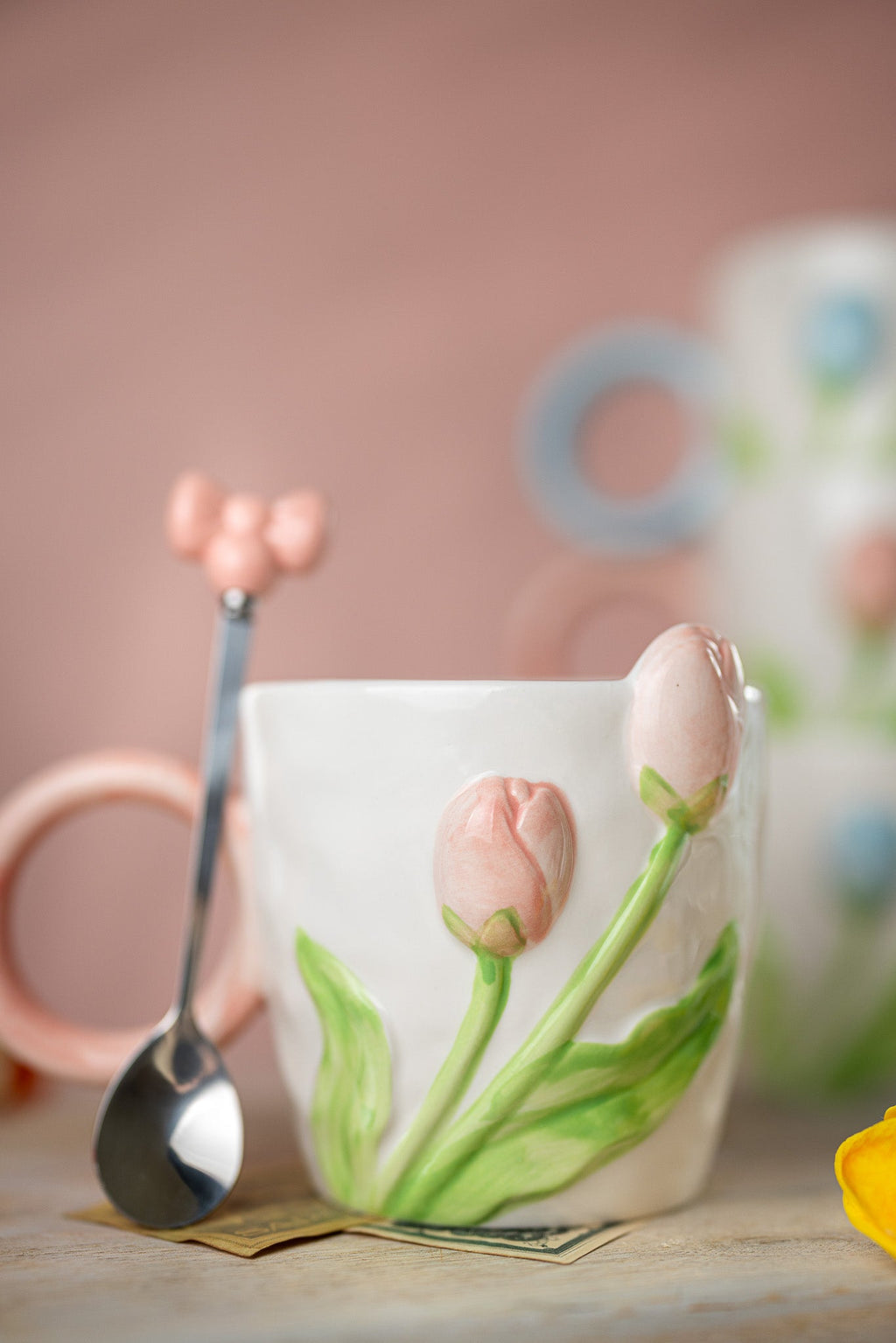 3D Tulip Ceramic Mug & Spoon Gift Set