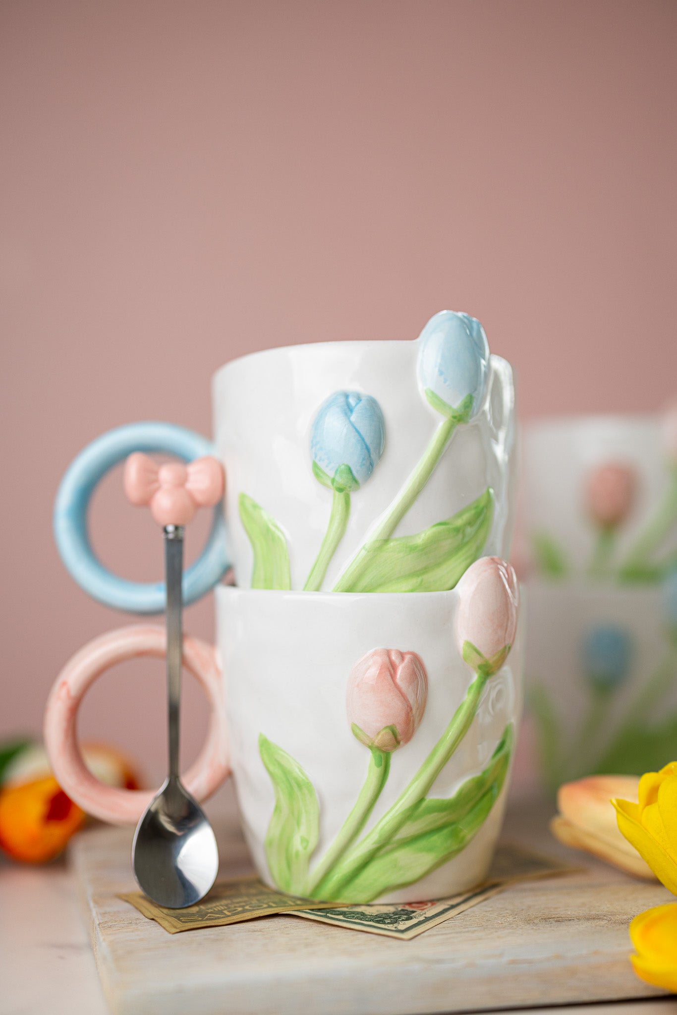 3D Tulip Ceramic Mug & Spoon Gift Set