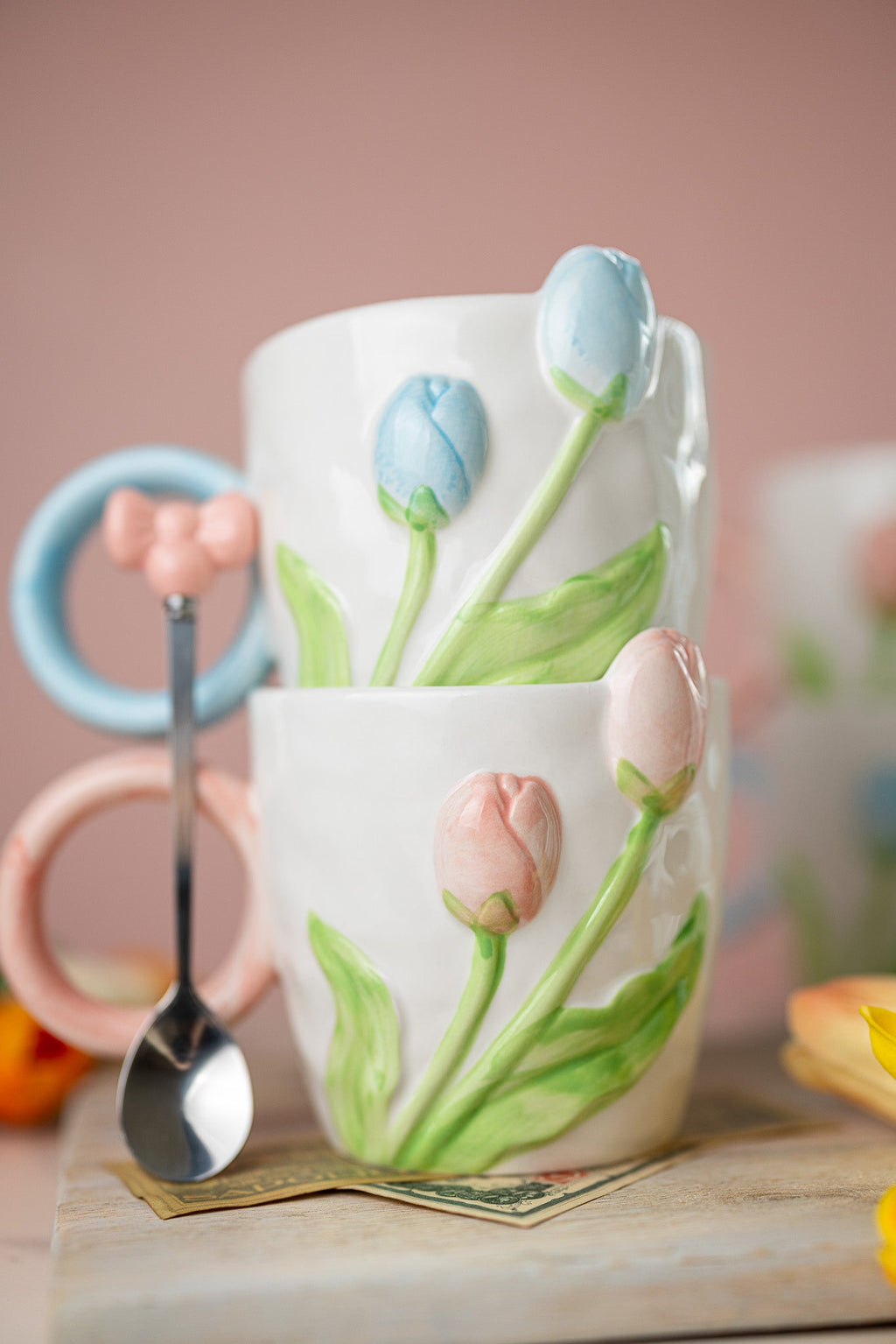 3D Tulip Ceramic Mug & Spoon Gift Set