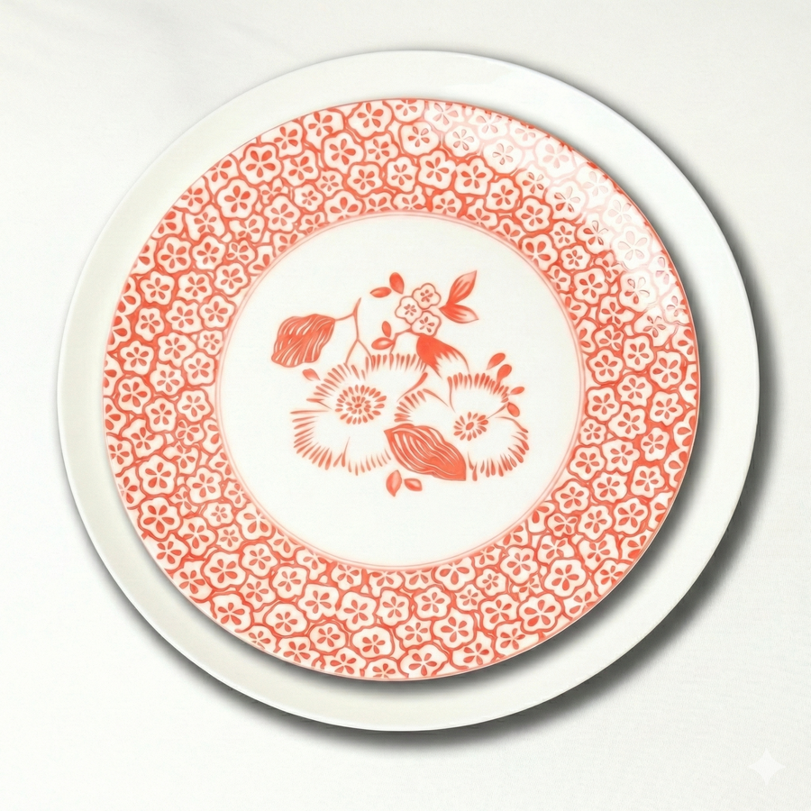 Coral  patterened Accent Plate - Set of 4
