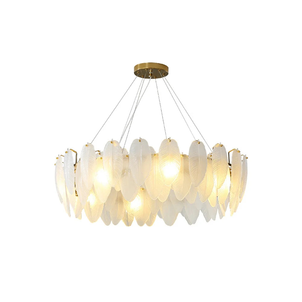 Glass Frosted Feather Chandelier