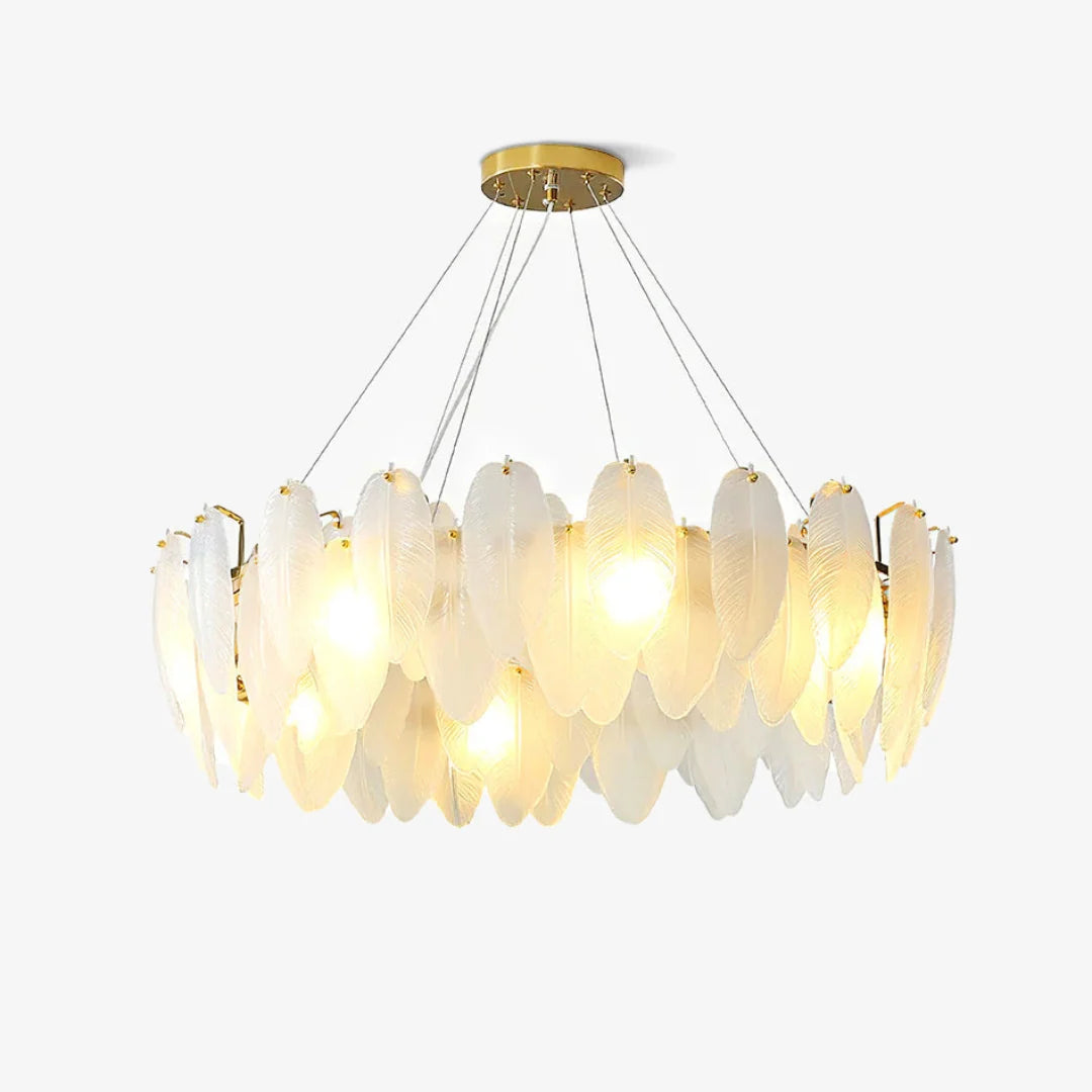 Glass Frosted Feather Chandelier