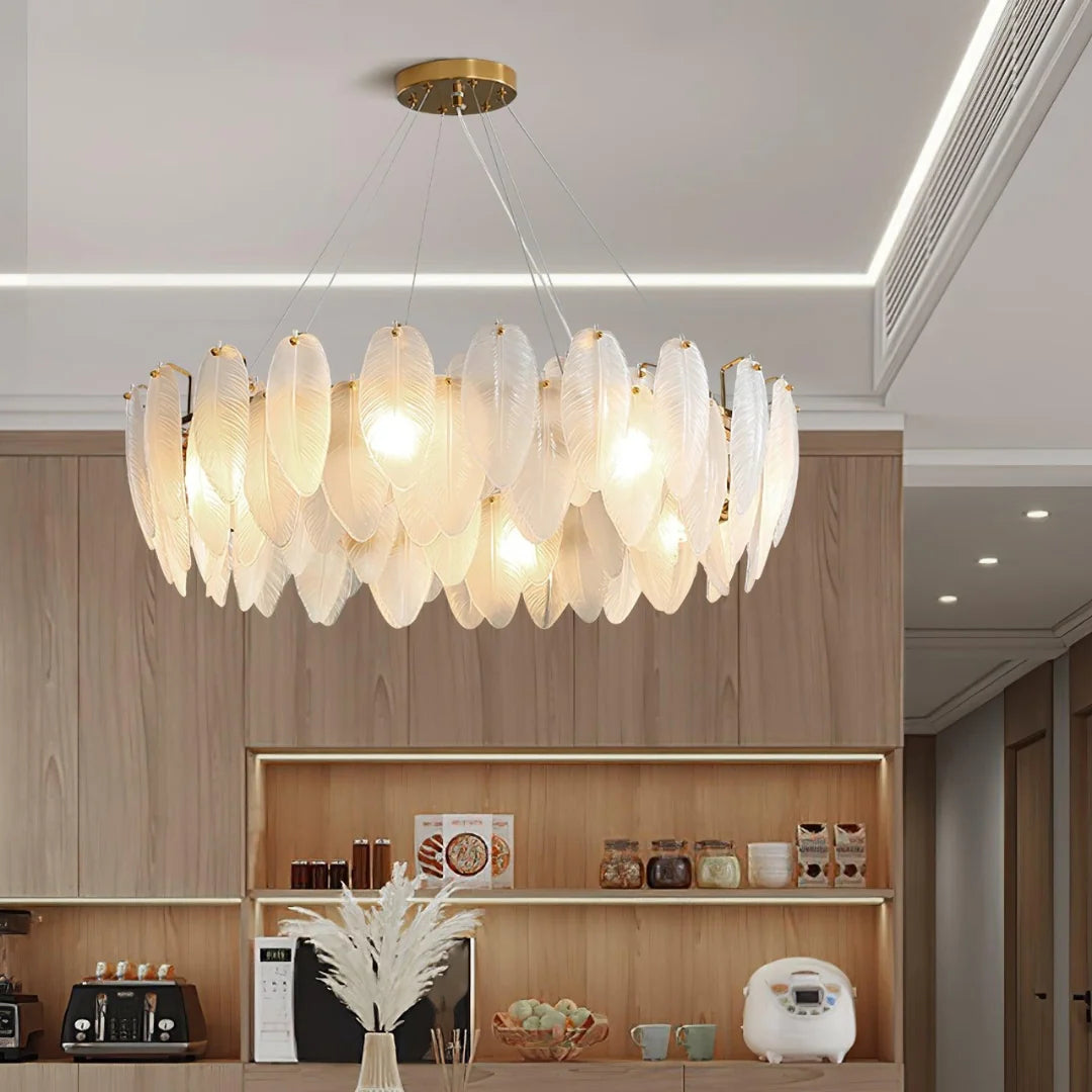 Glass Frosted Feather Chandelier