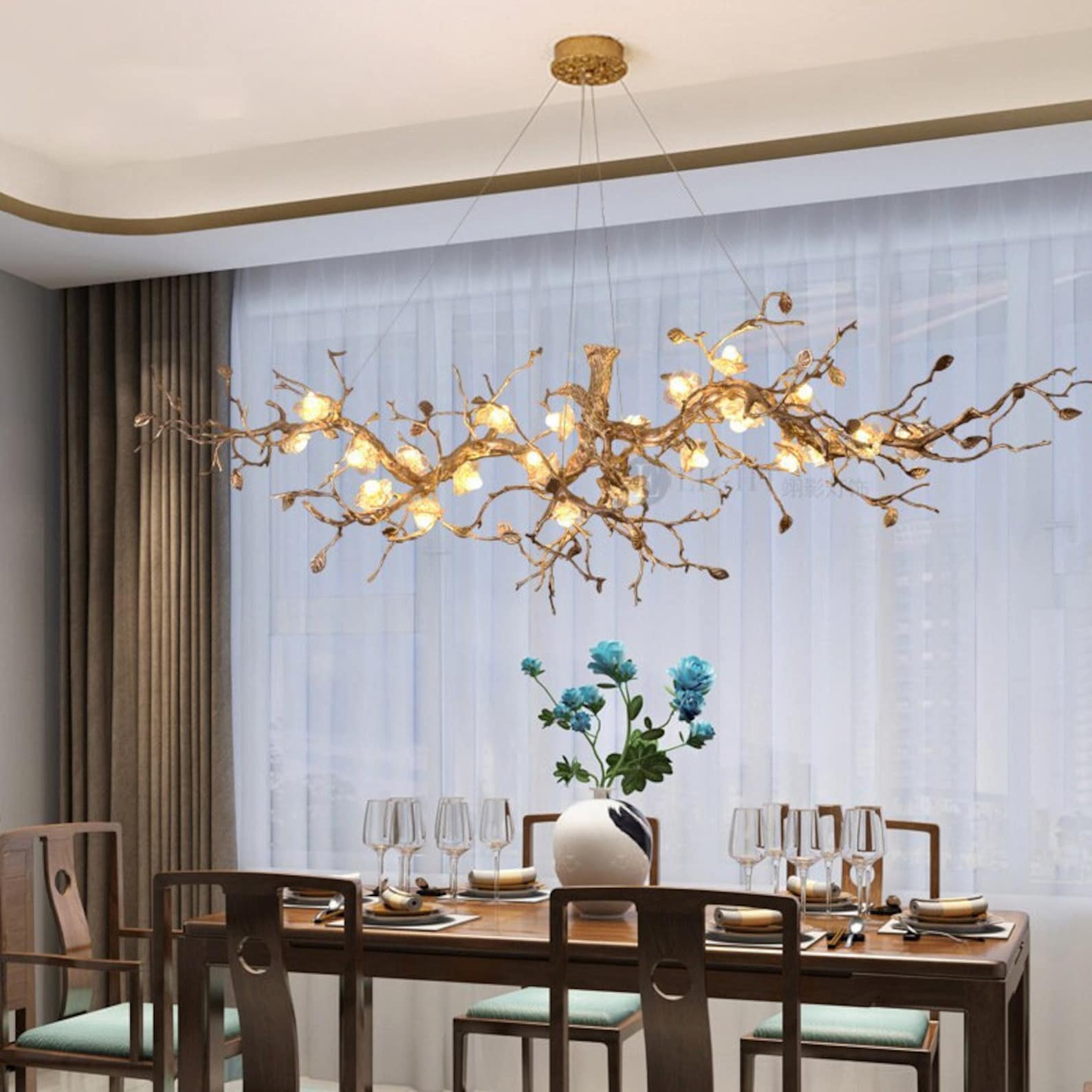 Glass Blossom Branch Chandelier