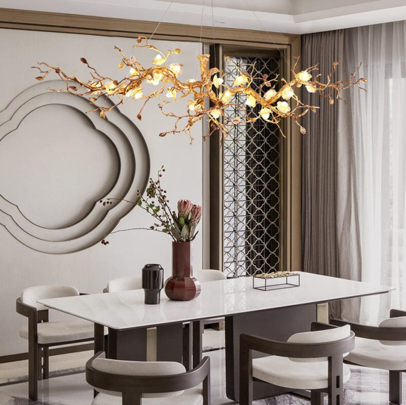 Glass Blossom Branch Chandelier