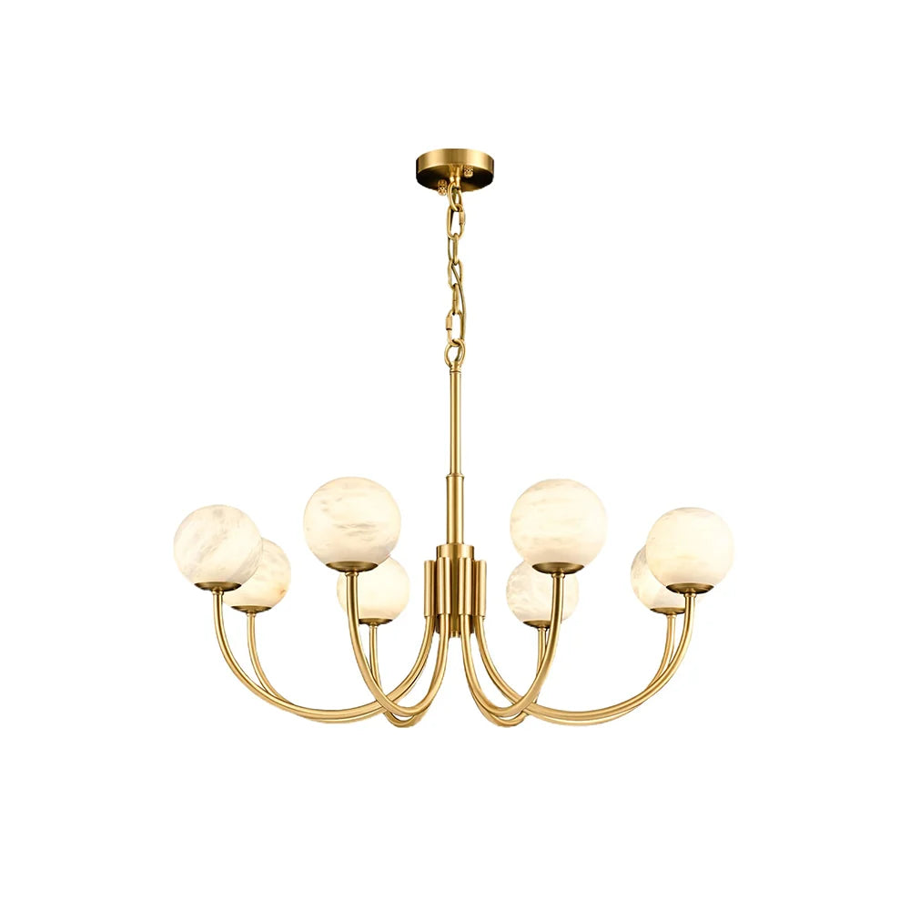 Gold Alabaster Round Chandelier