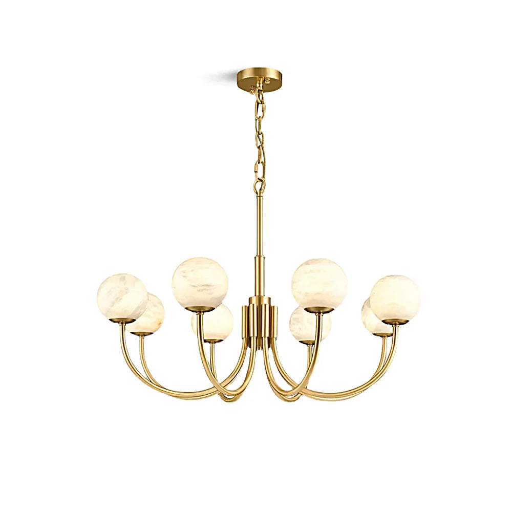 Gold Alabaster Round Chandelier