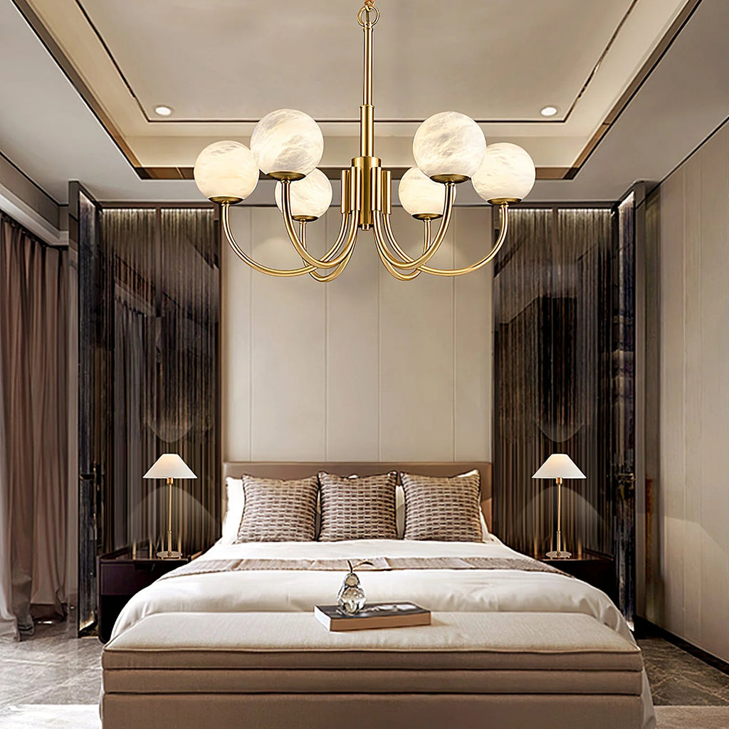 Gold Alabaster Round Chandelier