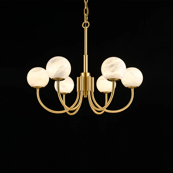 Gold Alabaster Round Chandelier