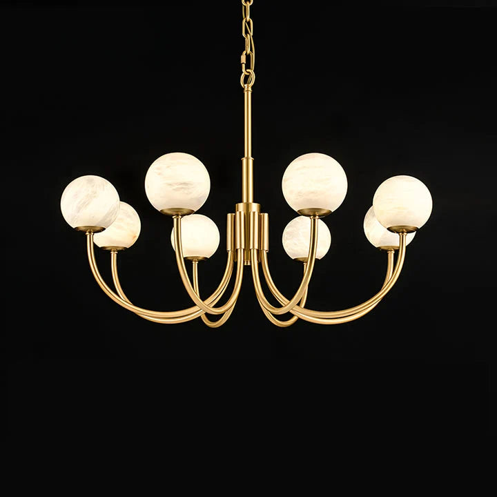 Gold Alabaster Round Chandelier
