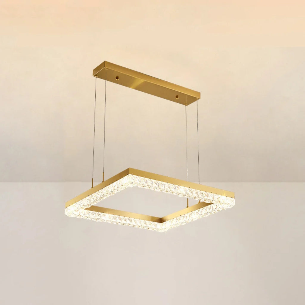 Gold Square Crystal Chandelier