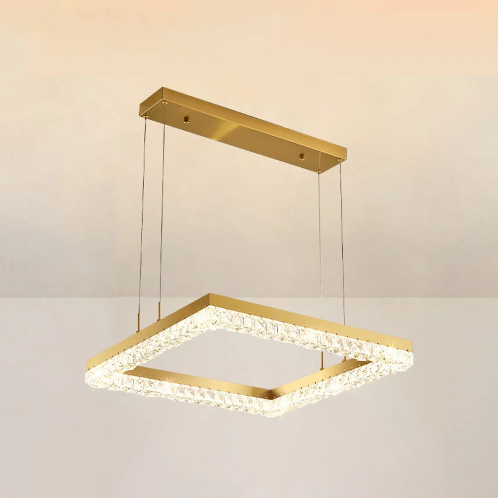 Gold Square Crystal Chandelier
