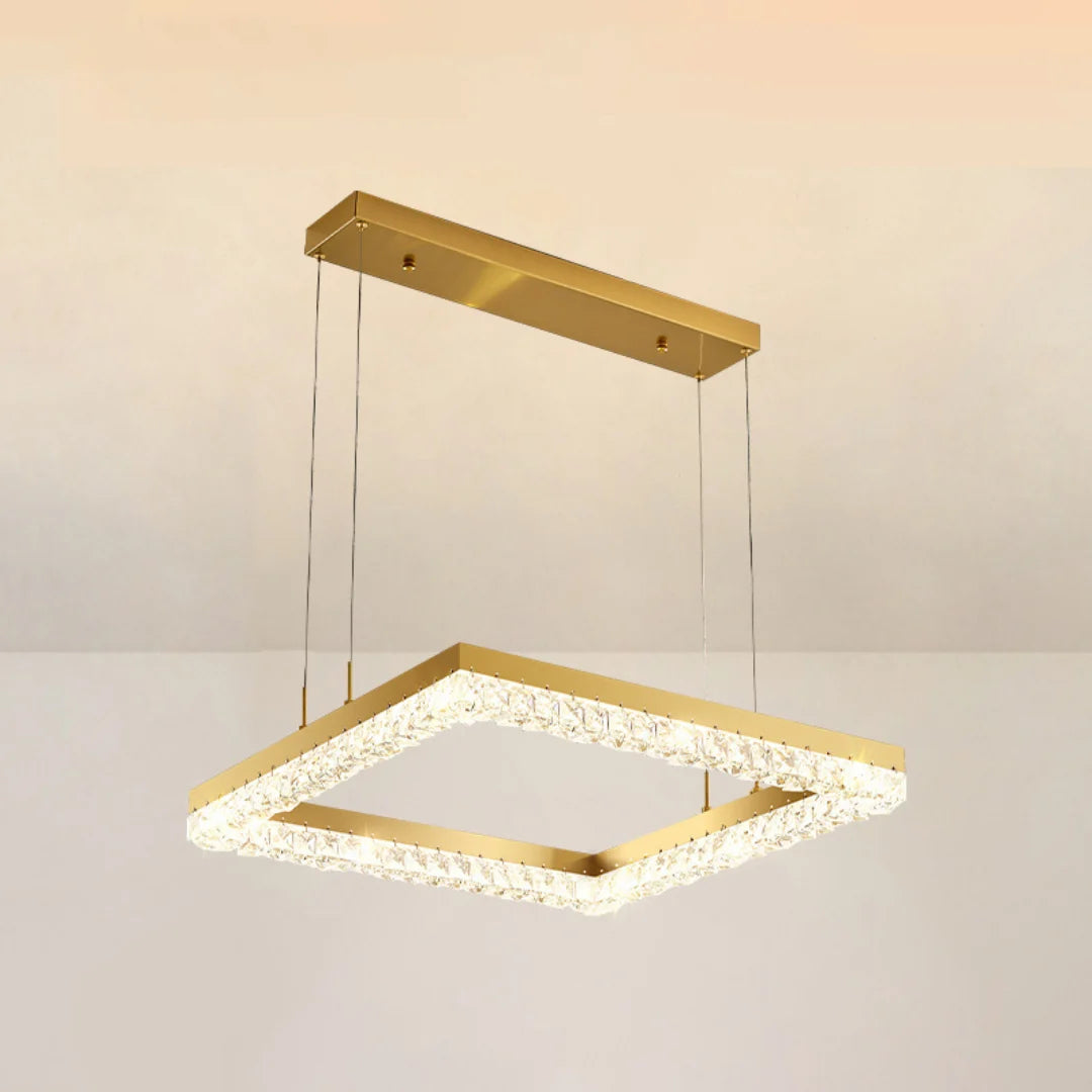 Gold Square Crystal Chandelier