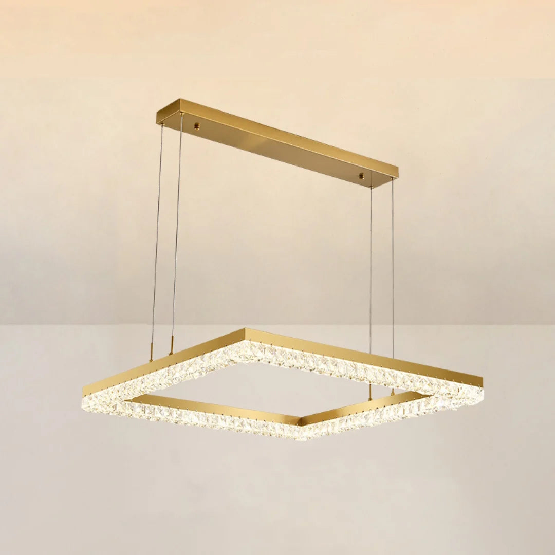 Gold Square Crystal Chandelier
