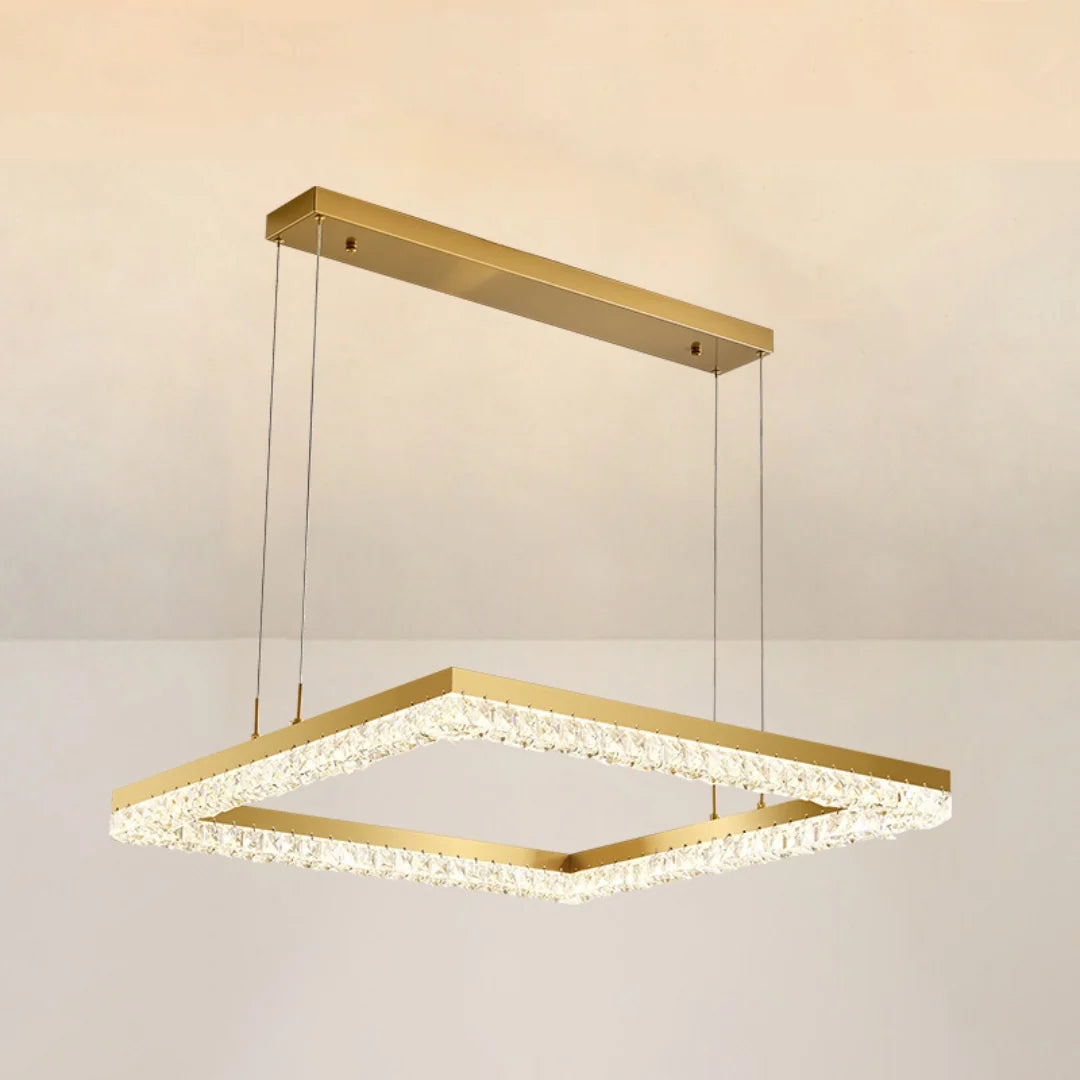 Gold Square Crystal Chandelier