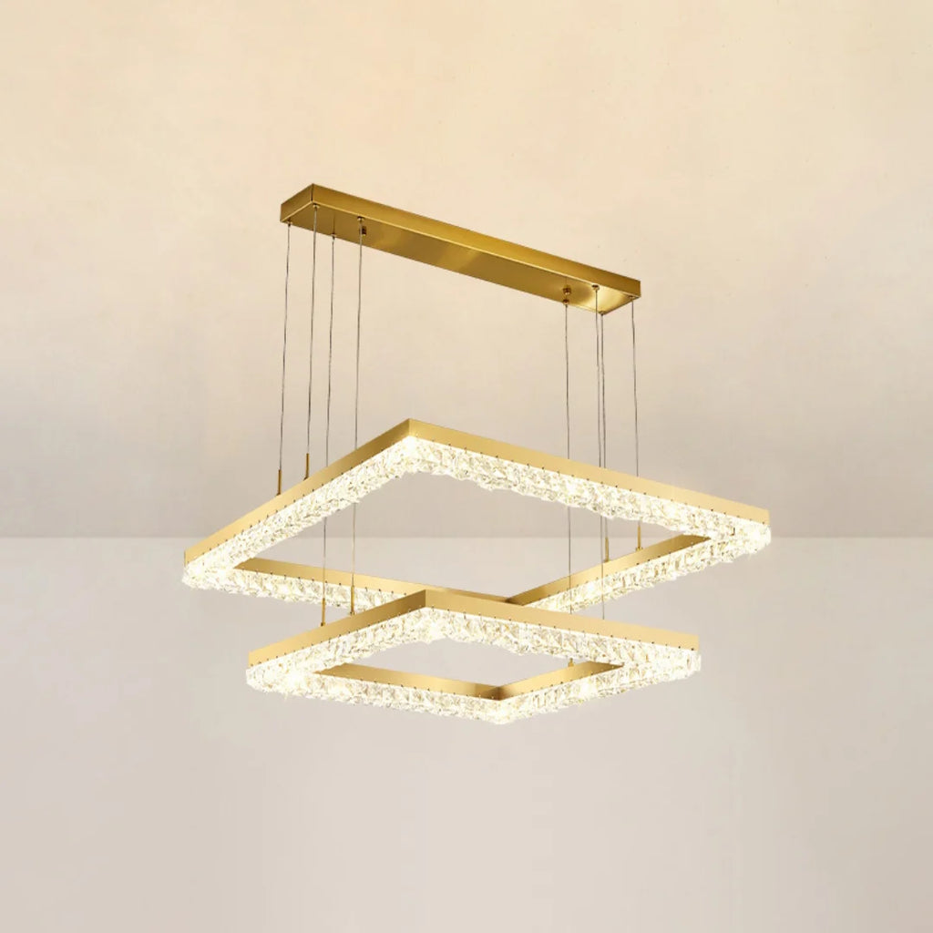 Gold Square Crystal Chandelier