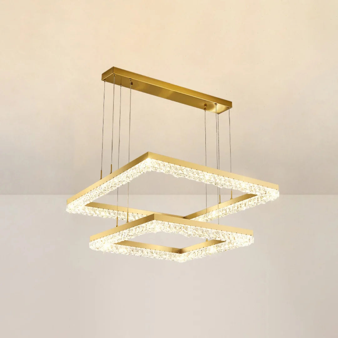 Gold Square Crystal Chandelier
