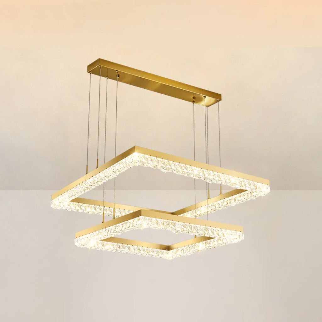 Gold Square Crystal Chandelier