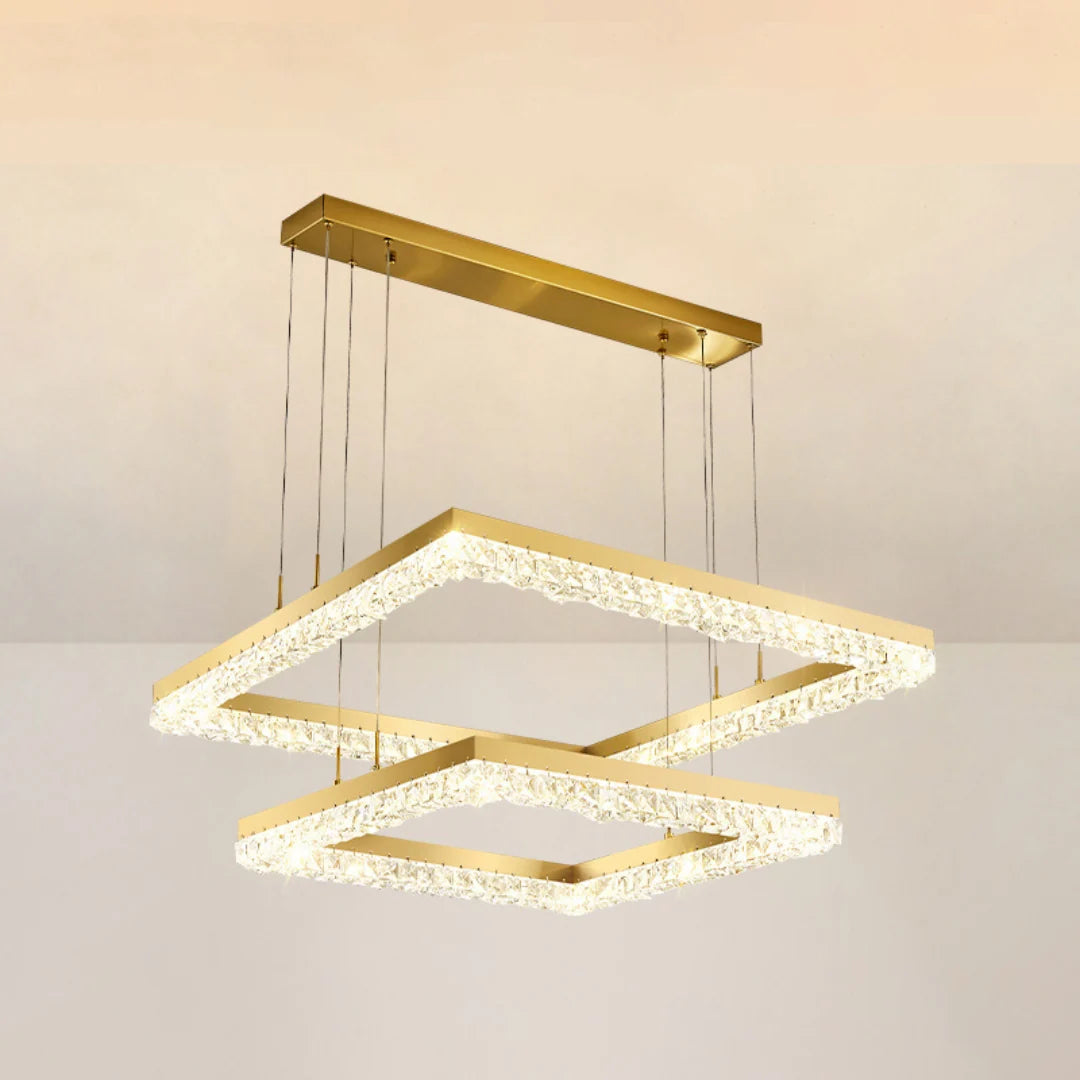 Gold Square Crystal Chandelier