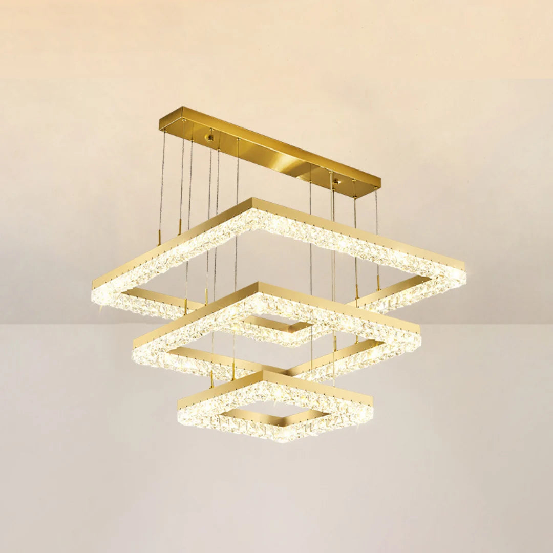 Gold Square Crystal Chandelier