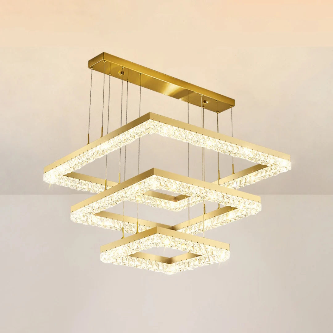 Gold Square Crystal Chandelier