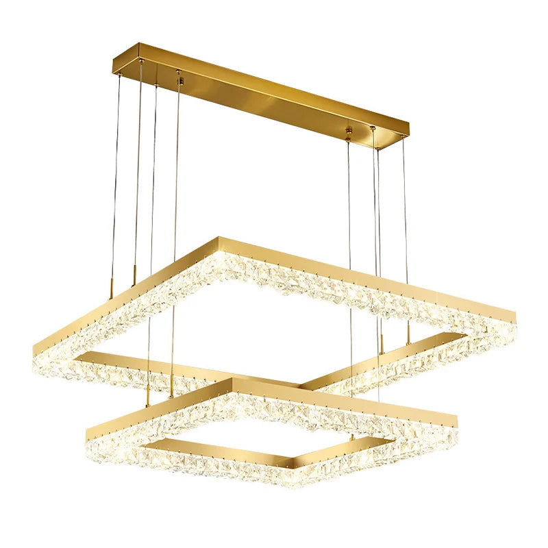 Gold Square Crystal Chandelier