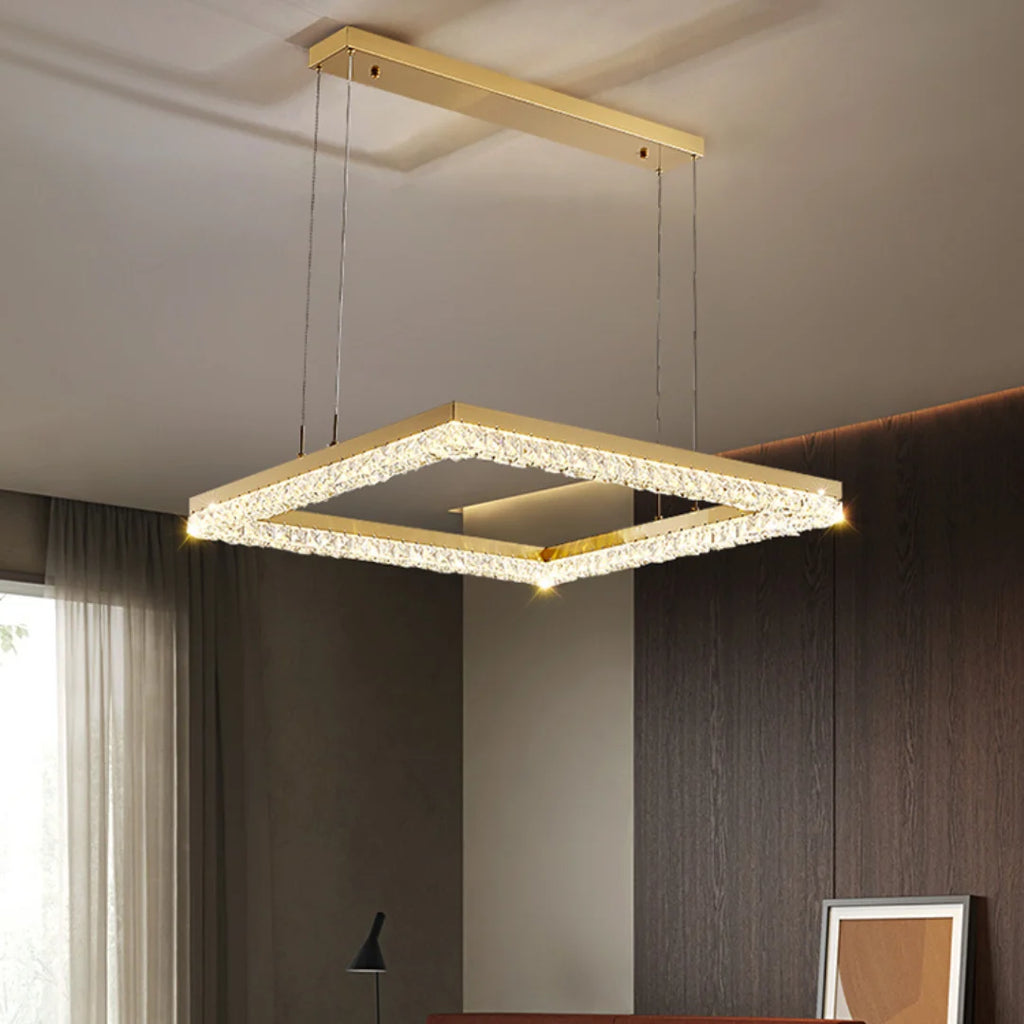 Gold Square Crystal Chandelier