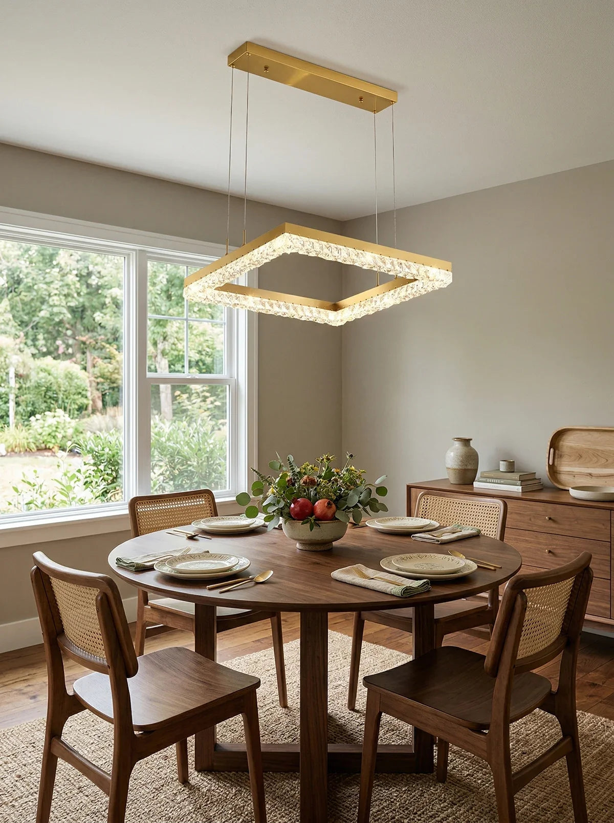 Gold Square Crystal Chandelier