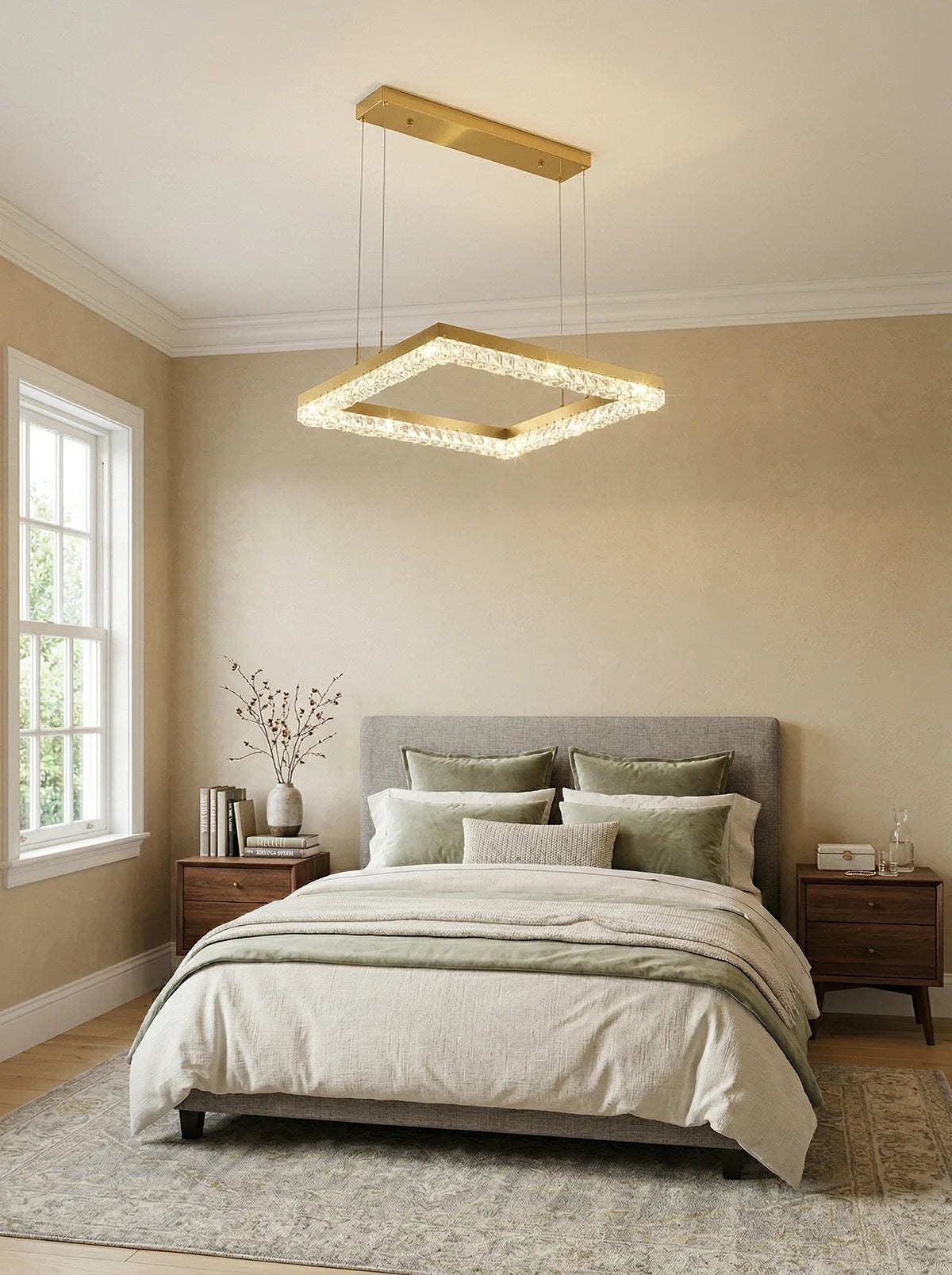 Gold Square Crystal Chandelier