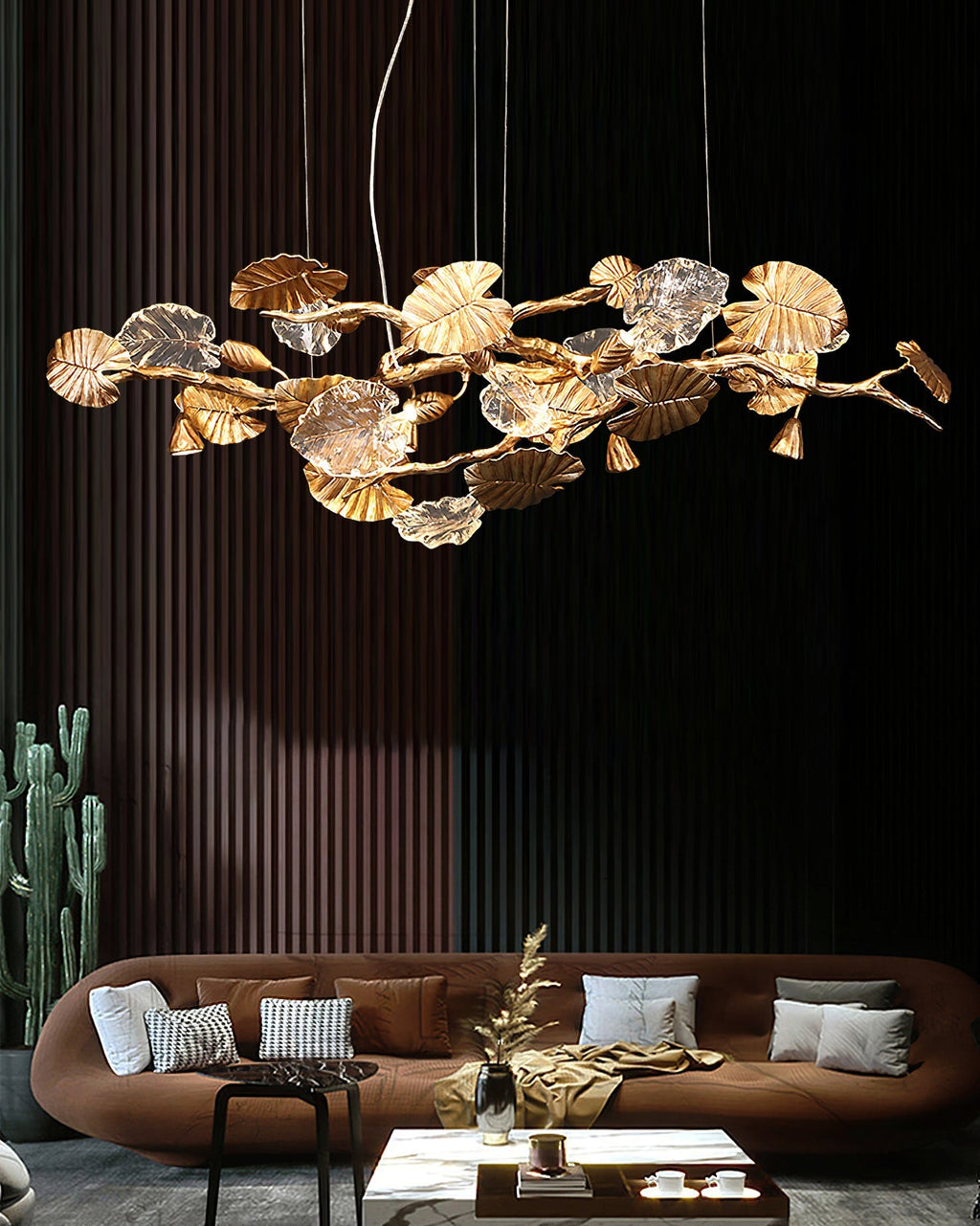 Sculptural Gold Leaf Chandelier