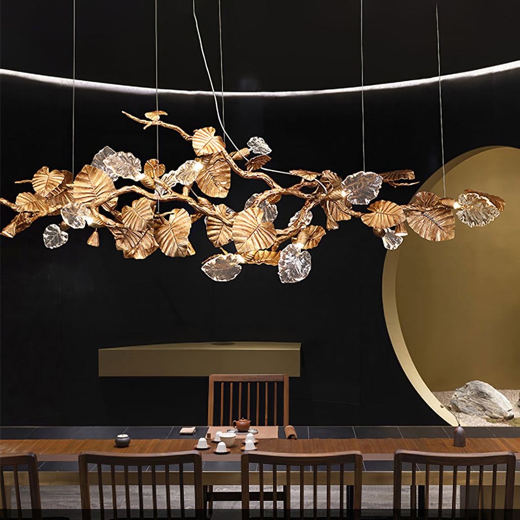 Sculptural Gold Leaf Chandelier