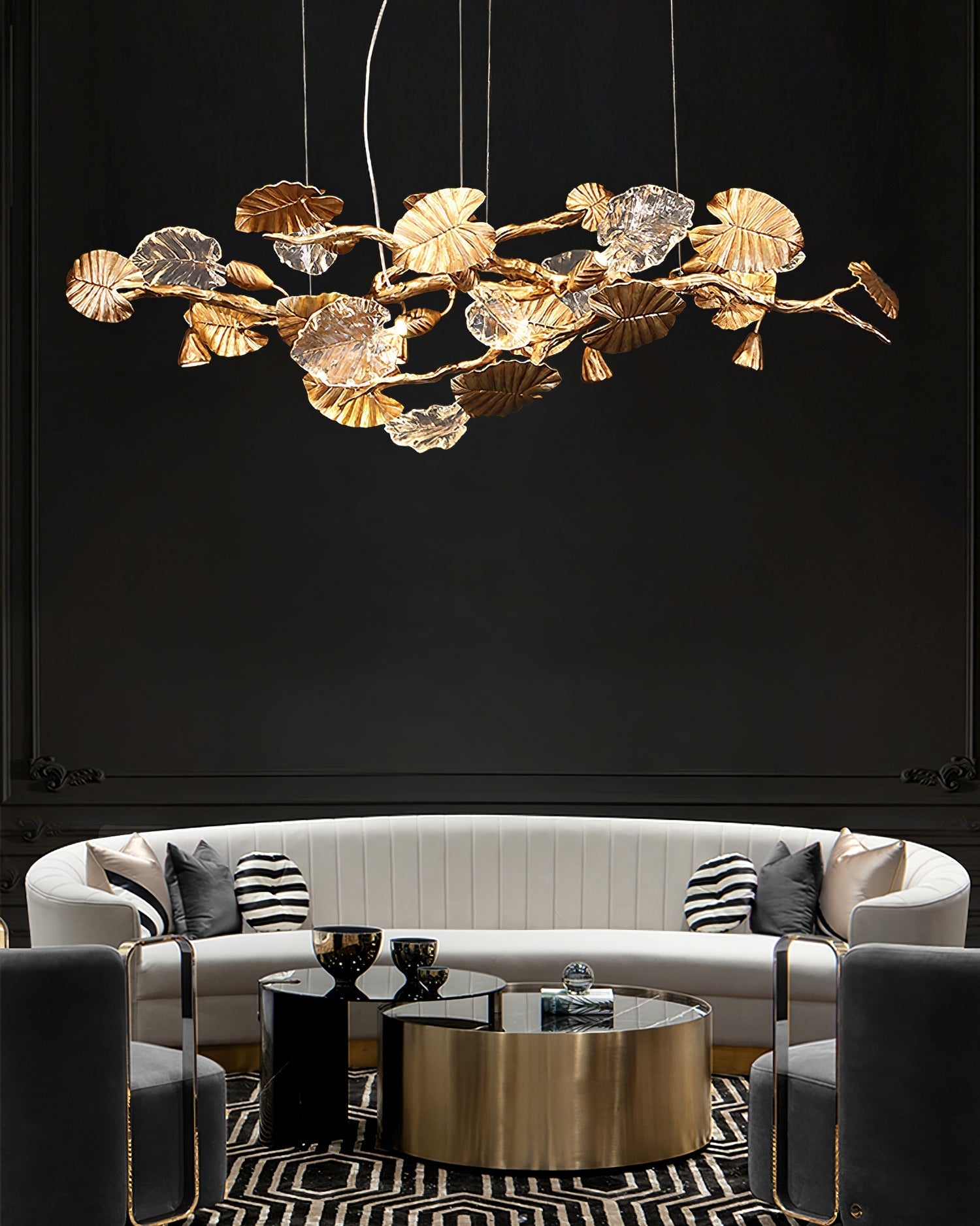 Sculptural Gold Leaf Chandelier