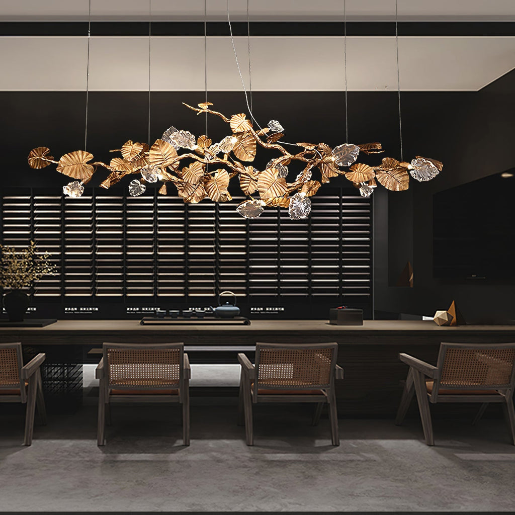 Sculptural Gold Leaf Chandelier