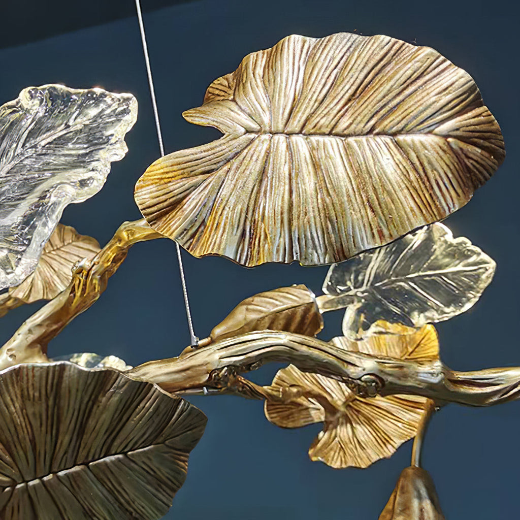 Sculptural Gold Leaf Chandelier