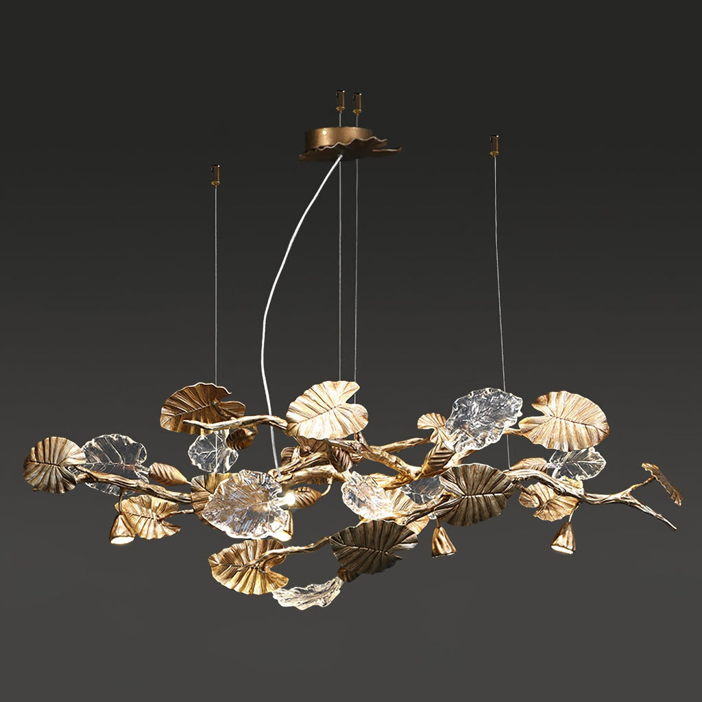 Sculptural Gold Leaf Chandelier