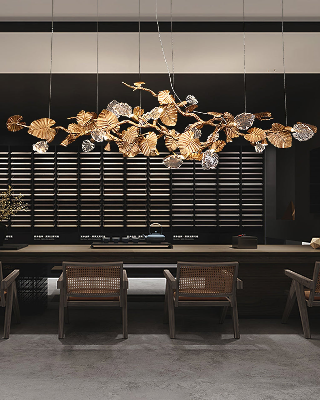 Sculptural Gold Leaf Chandelier