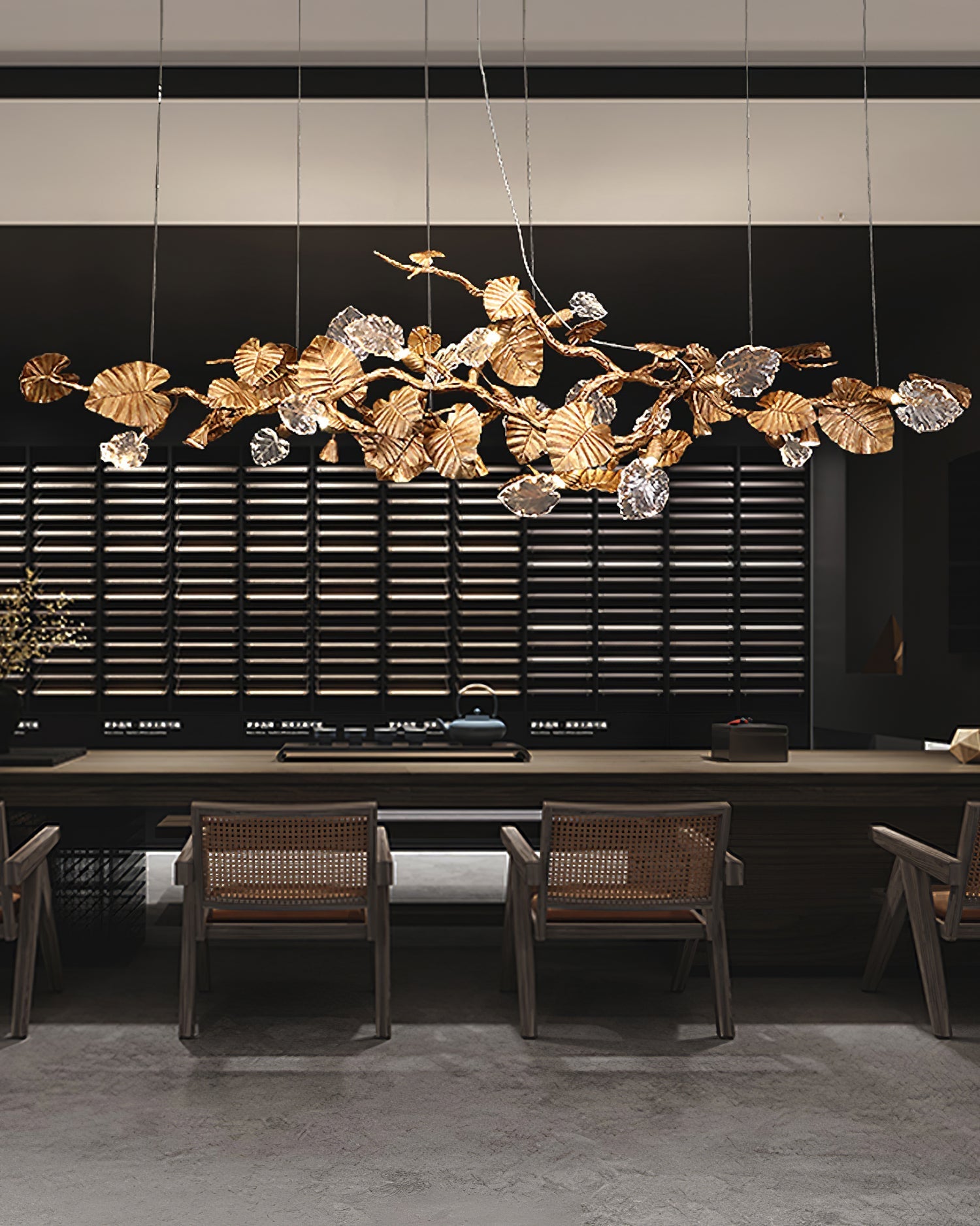 Sculptural Gold Leaf Chandelier