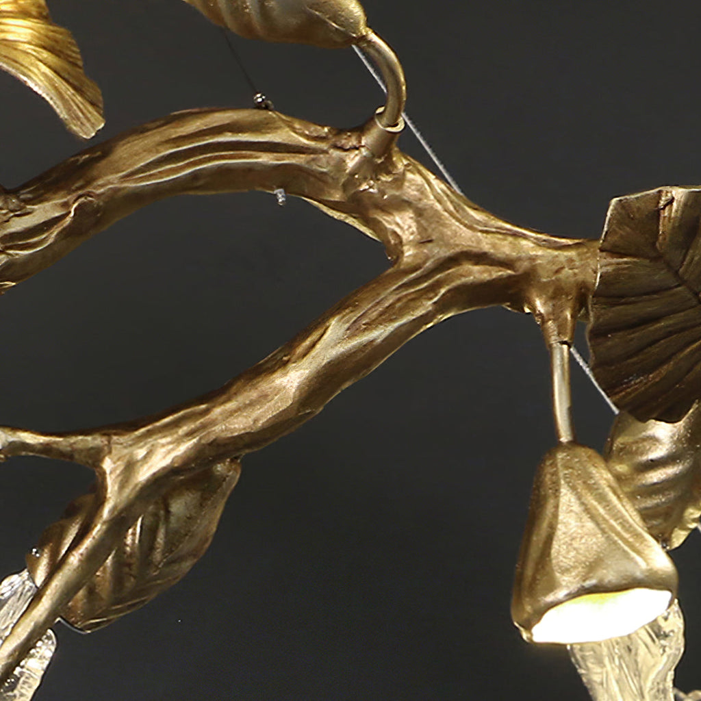 Sculptural Gold Leaf Chandelier