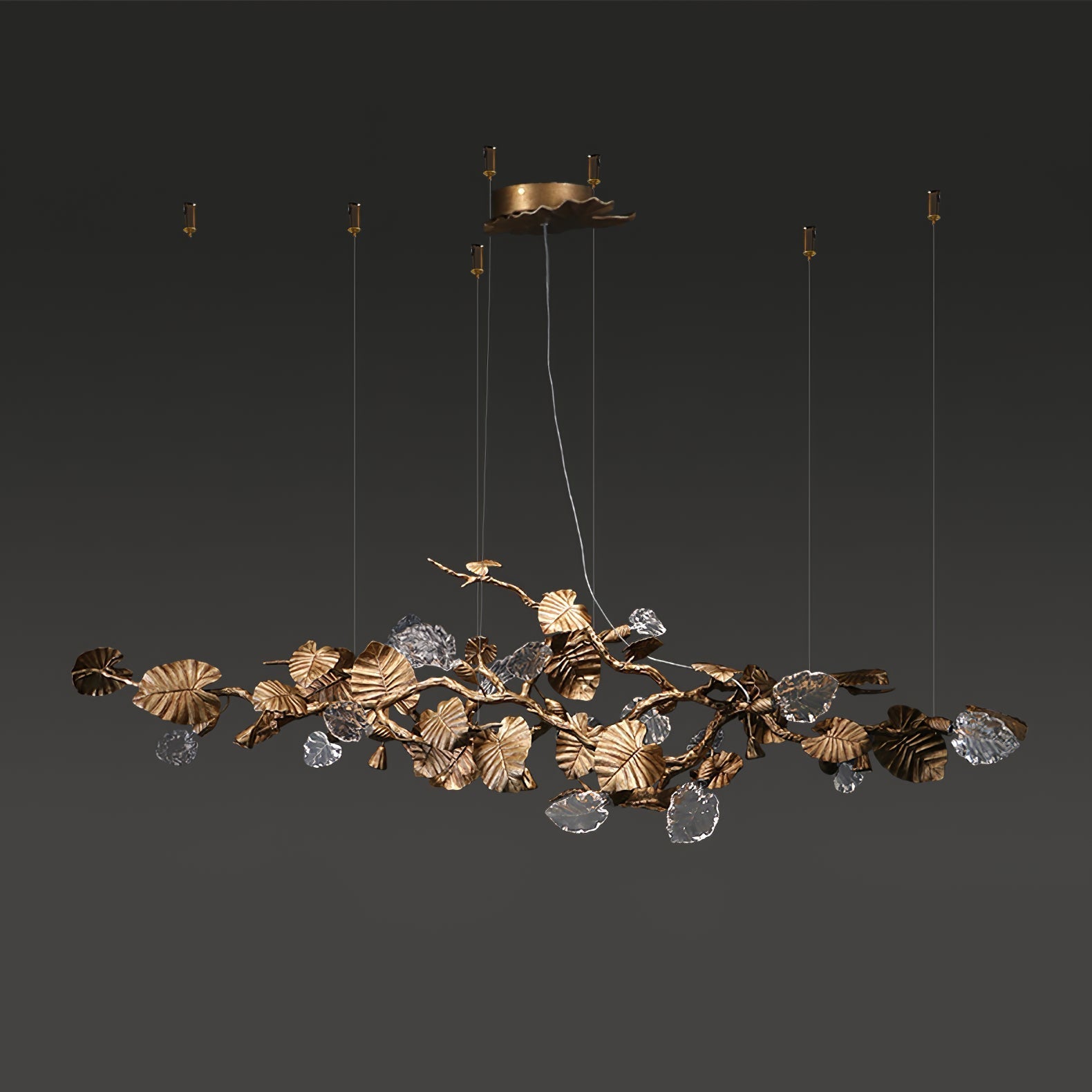 Sculptural Gold Leaf Chandelier