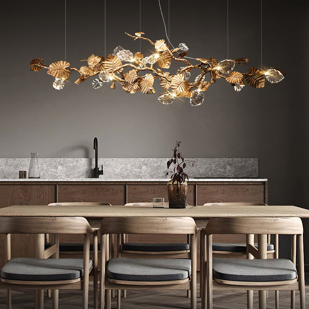 Sculptural Gold Leaf Chandelier