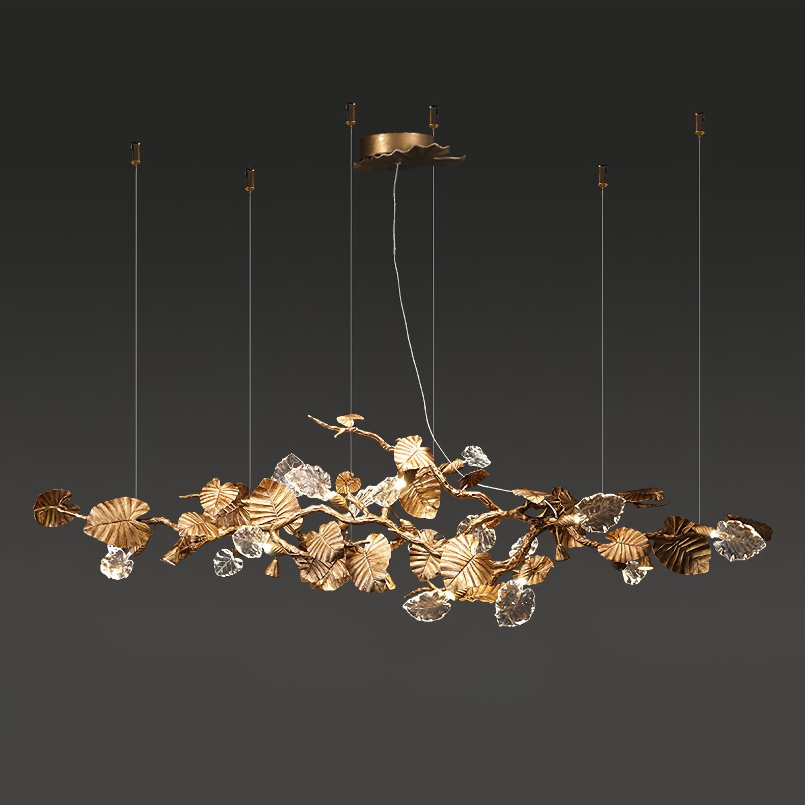 Sculptural Gold Leaf Chandelier
