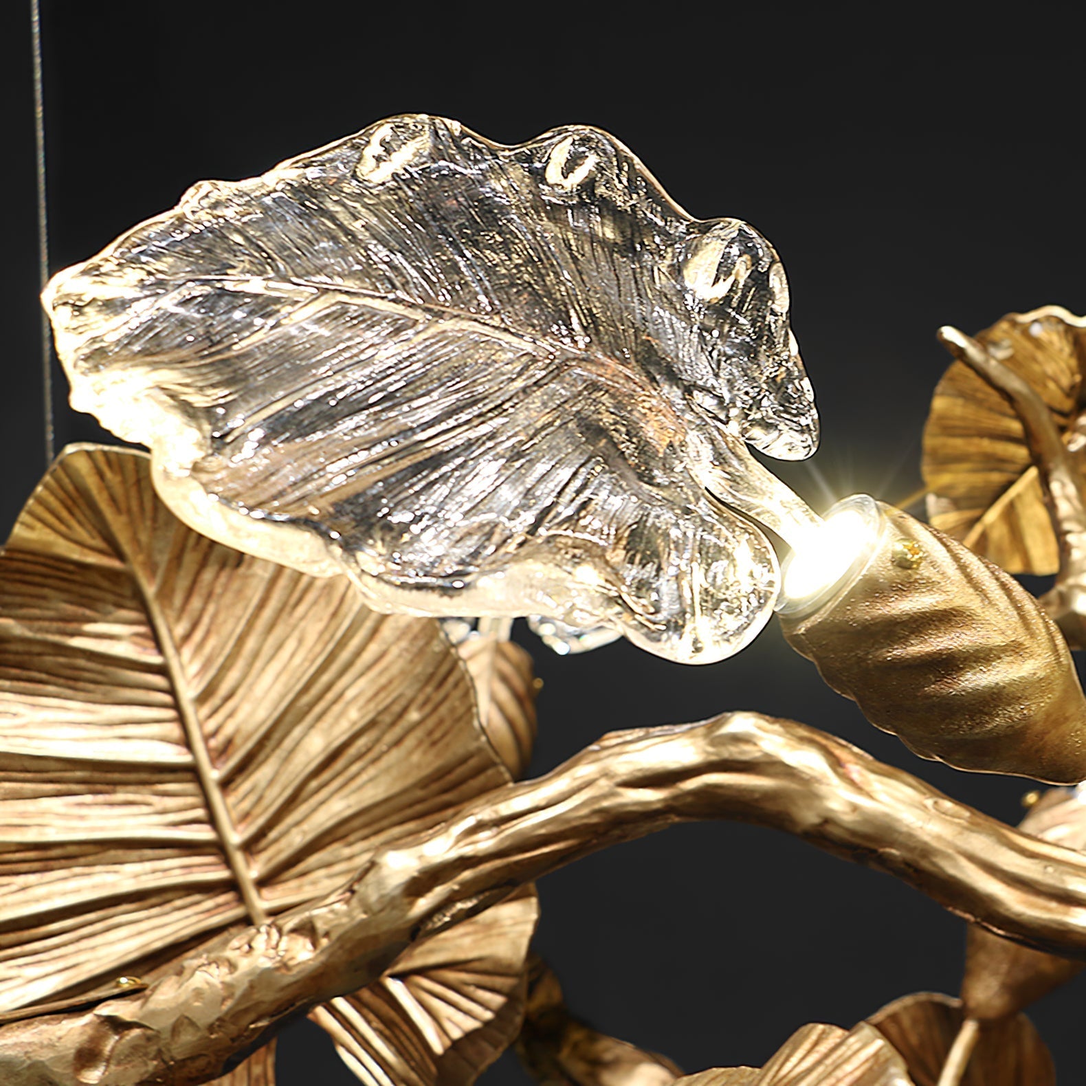 Sculptural Gold Leaf Chandelier